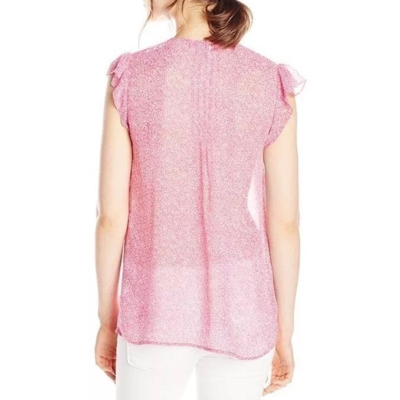 Joie Revolve Macy B Top in Orchid and Porcelain 100% Silk Sheer Size Medium - Picture 2 of 7